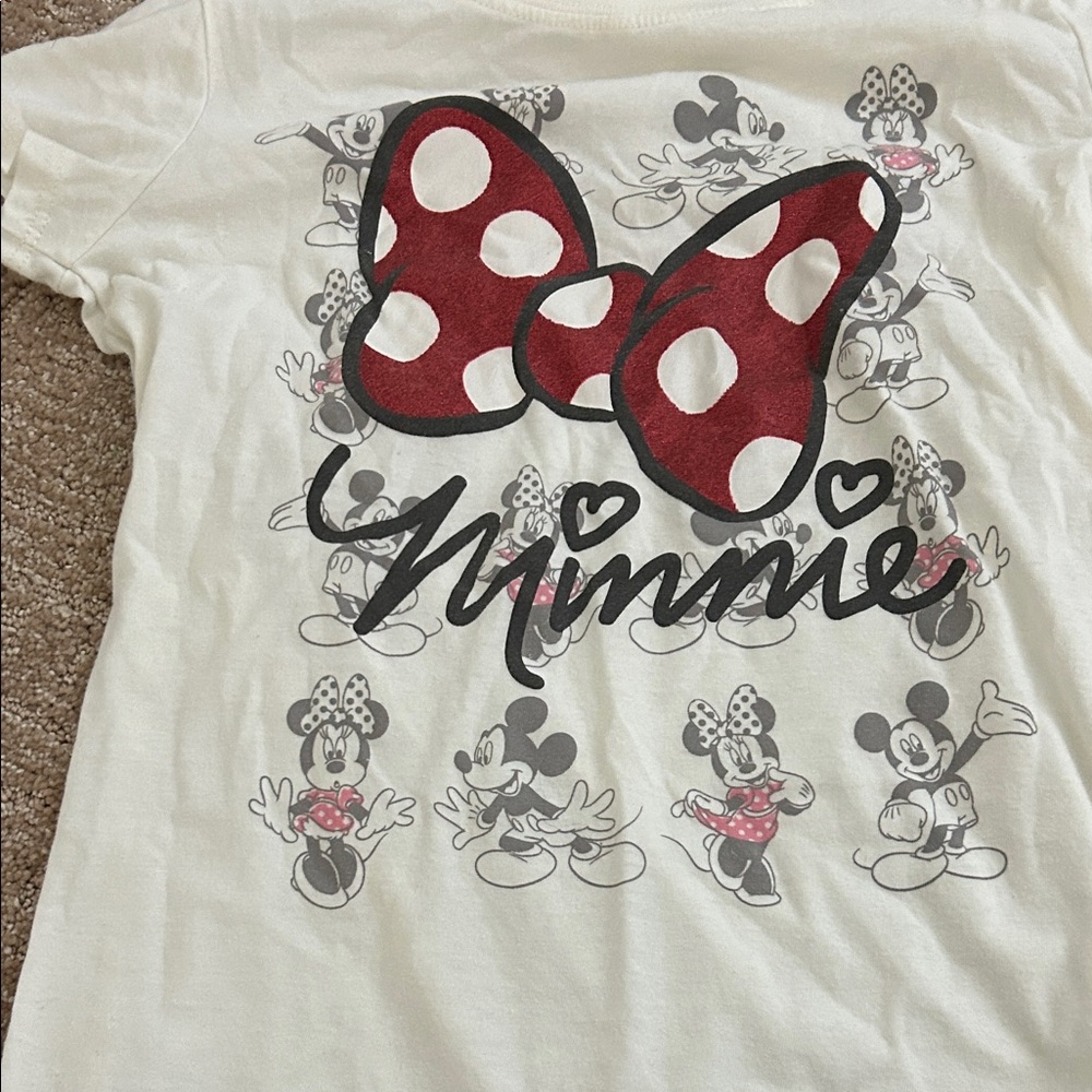 Disney Minnie Mouse Kids T-Shirt - Cream and Red